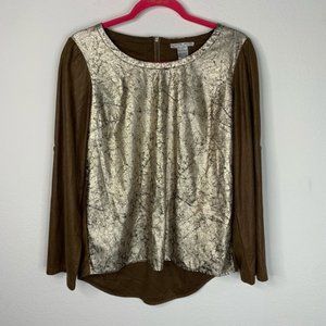 Alberto Makali Metallic Long Sleeve Top Size M